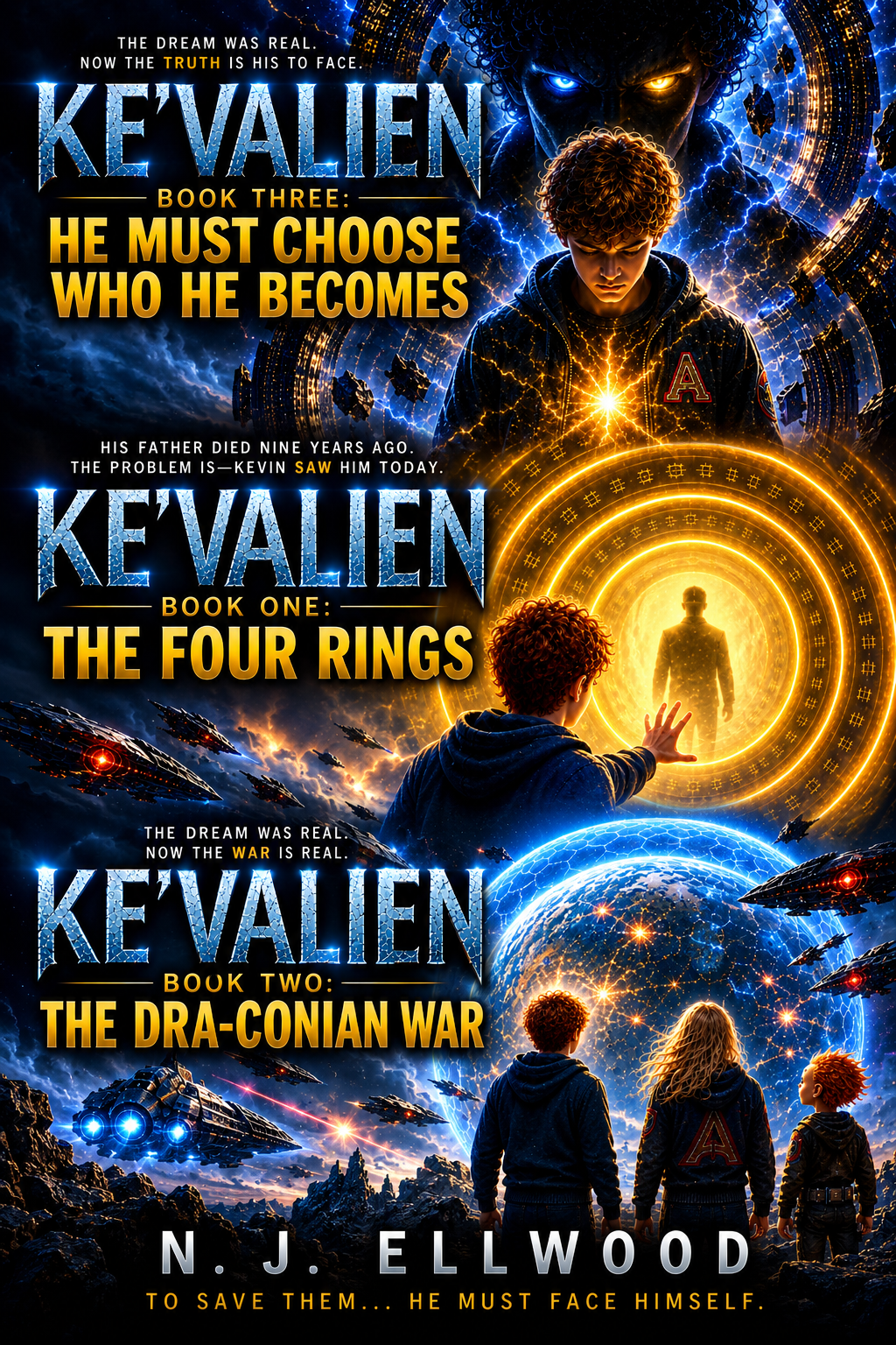 Artwork representing the Ke'Valien science-fiction trilogy